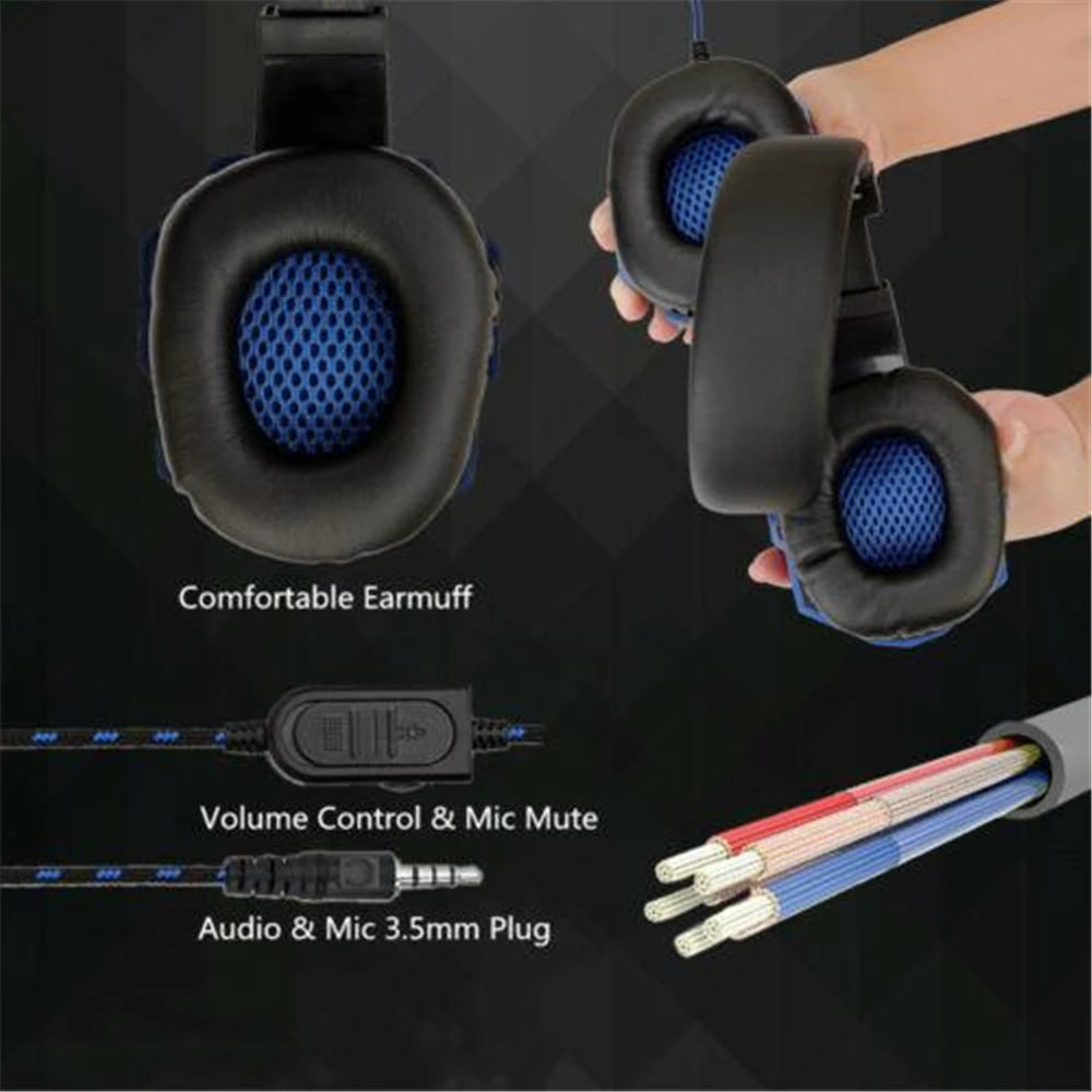 Wired Gaming Headsets With 120° Adjustable Noise Cancelling Microphone Bass Stereo Gamer Headphones For PS4/PS5/Xbox Laptops PC