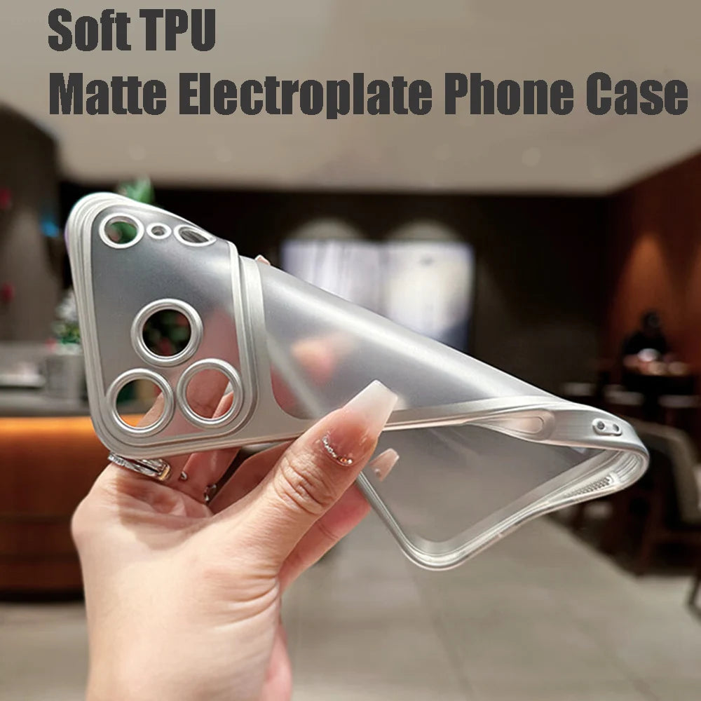 New Soft Matte Plating Case For iPhone 17 16 15 14 13 12 11 Pro Max With Lens Film Protection Translucent Silicone Cases Cover