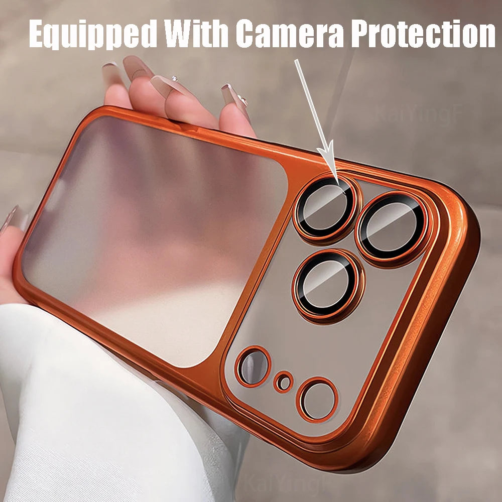 New Soft Matte Plating Case For iPhone 17 16 15 14 13 12 11 Pro Max With Lens Film Protection Translucent Silicone Cases Cover