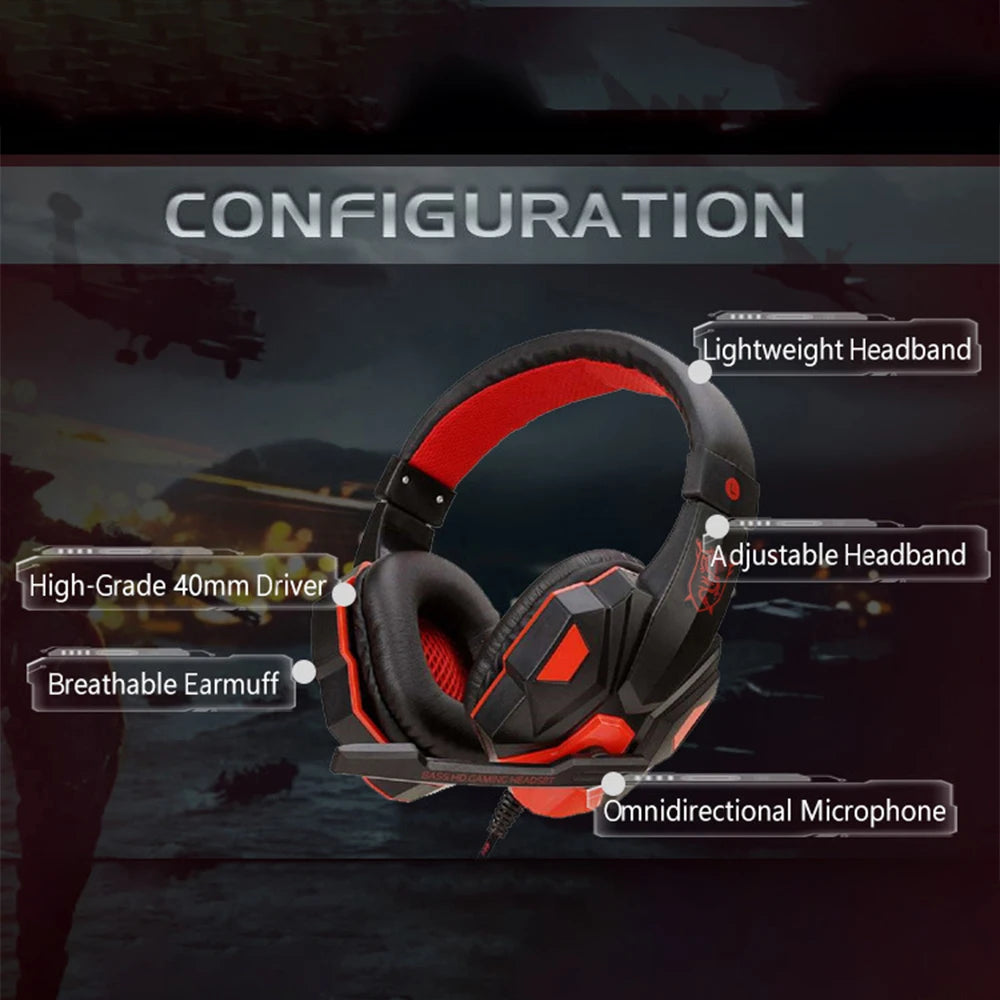 Wired Gaming Headsets With 120° Adjustable Noise Cancelling Microphone Bass Stereo Gamer Headphones For PS4/PS5/Xbox Laptops PC