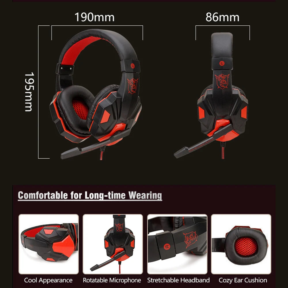 Wired Gaming Headsets With 120° Adjustable Noise Cancelling Microphone Bass Stereo Gamer Headphones For PS4/PS5/Xbox Laptops PC
