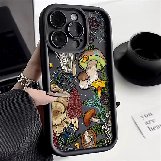 Case For iPhone 17 Cases iPhone 16 Pro Max Case Colorful Mushroom Silicone Case For iPhone 15 Plus 14 13 12 11 16E 17 Air Cover