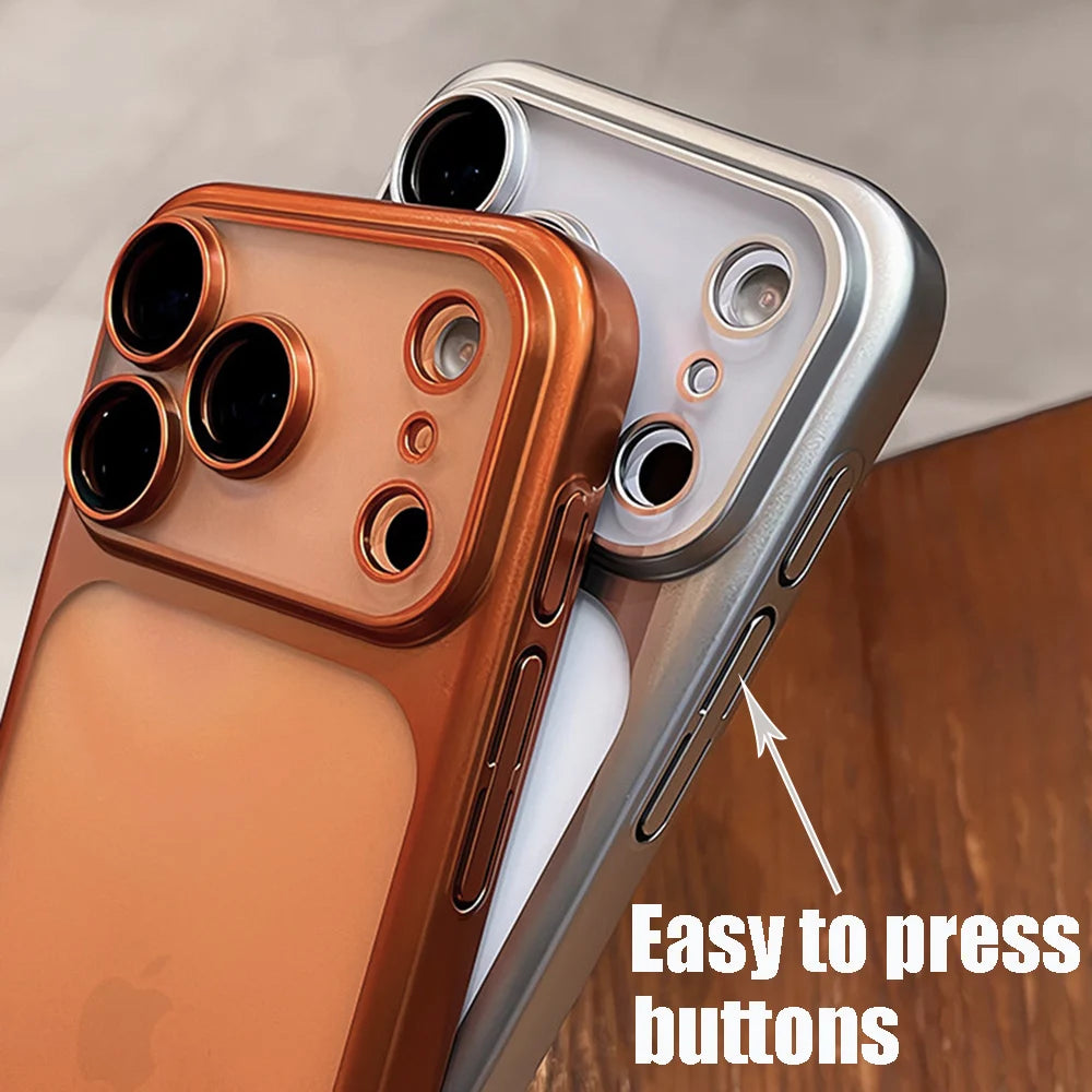 New Soft Matte Plating Case For iPhone 17 16 15 14 13 12 11 Pro Max With Lens Film Protection Translucent Silicone Cases Cover